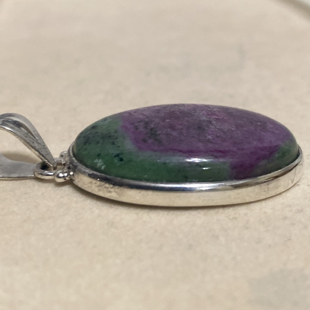 Anyolite Ruby In Zoisite Oval Cabochon Pendant In… - image 8